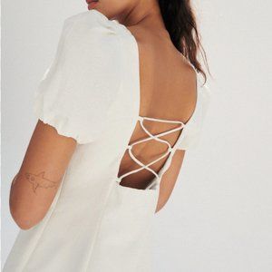 Zara Lace Back Puff Sleeve Mini Dress